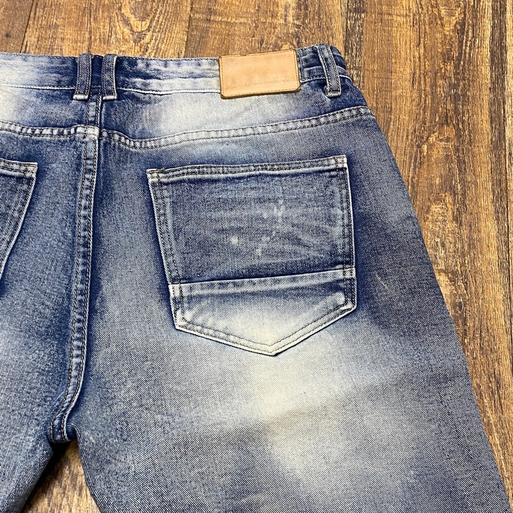 Smoke Rise size 38 Distressed destroyed bleach wash‎ Blue Denim Shorts cotton - Picture 11 of 13